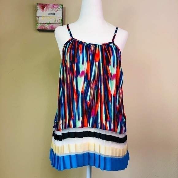Jealous Tomato Top Blouse Size S Multi Color Pleated  NWT - Picture 1 of 8